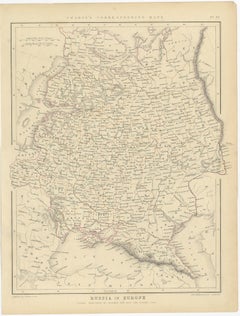 Old Original Map of Russia in Europe, 1849