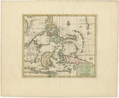 Old Original Map of the Philippines and Part of Indonesia 'Spice Islands', 1744