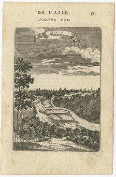 Old Original Miniature View of the Skyline of Miaco 'Kyoto, Japan', 1683