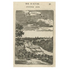Old Original Miniature View of the Skyline of Miaco 'Kyoto, Japan', 1683