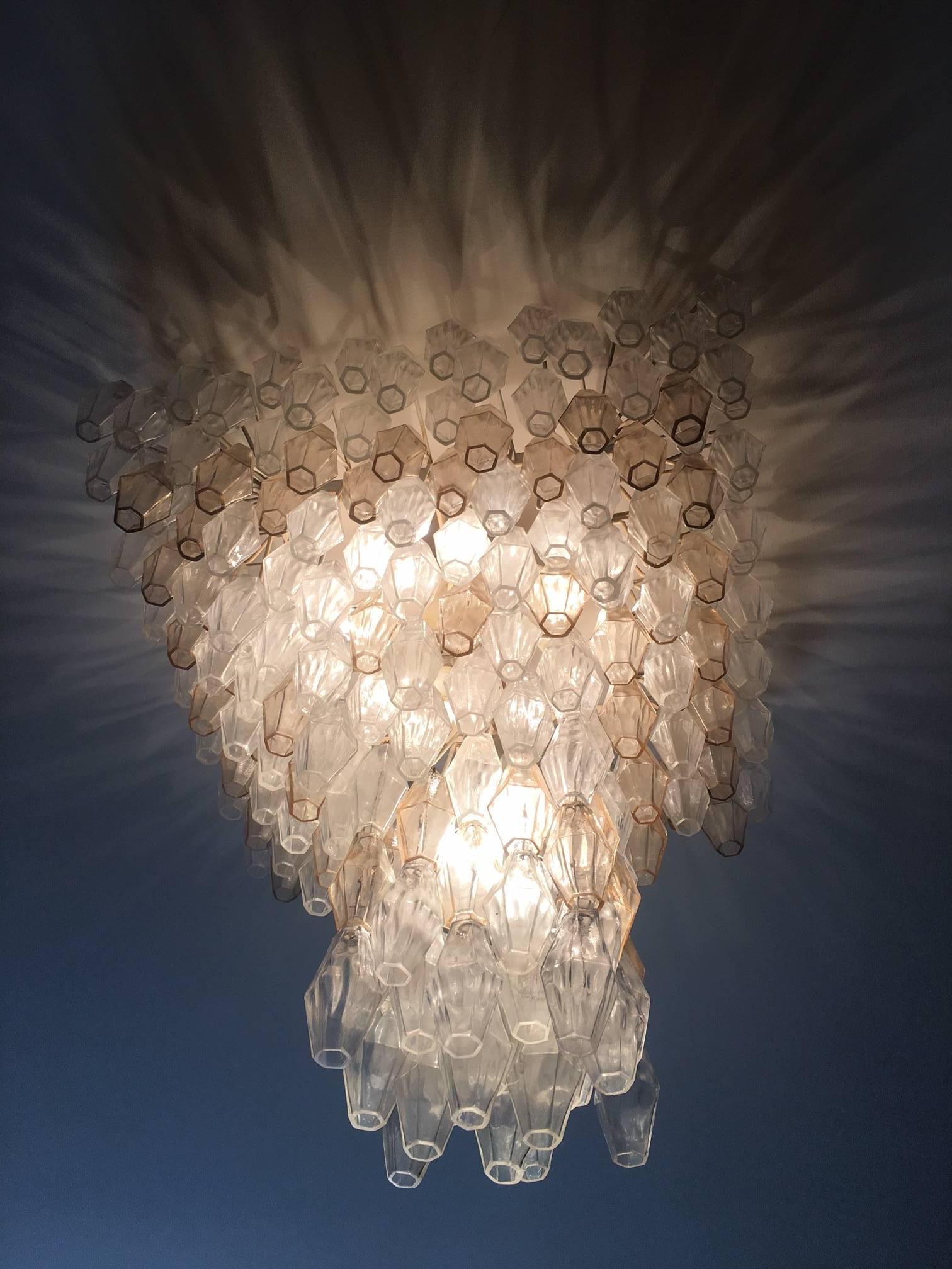 Italian Old Original Poliedri Chandelier by Carlo Scarpa for Venini, 1960s