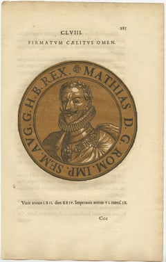 Old Original Portrait Depicting Matthias of Austria, Holy Roman Emperor, 1645