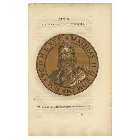 Old Original Portrait Depicting Matthias of Austria, Holy Roman Emperor, 1645