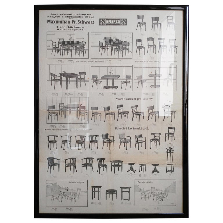 Old Original Poster with Furniture For Sale at 1stDibs