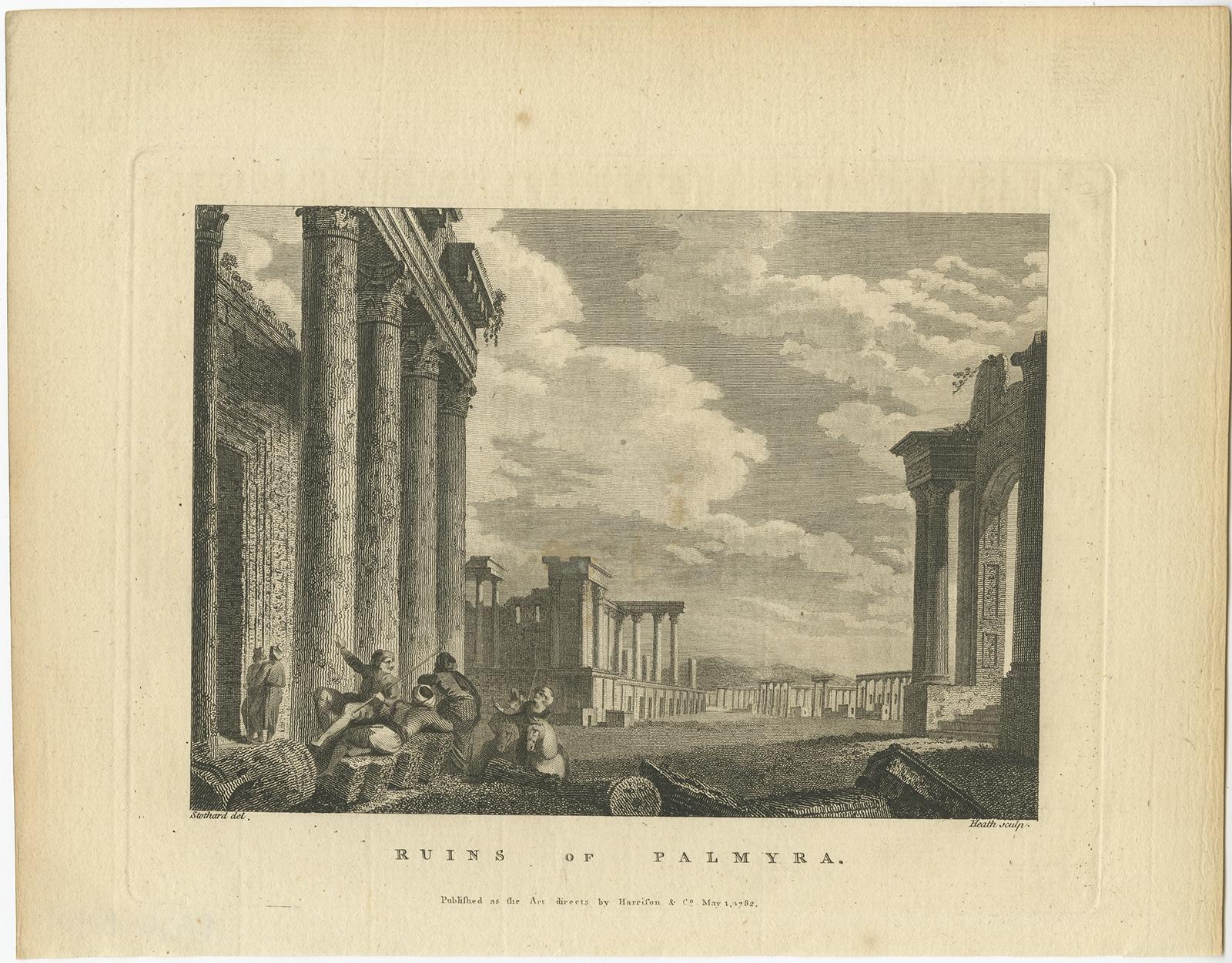 Old Original Print Depicting the Ruins of the City of Palmyra, Syria, 1782 In Good Condition For Sale In Langweer, NL