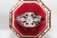 Old Original Vintage Circa 1960s Platinum Natural Diamond Decorated Ring