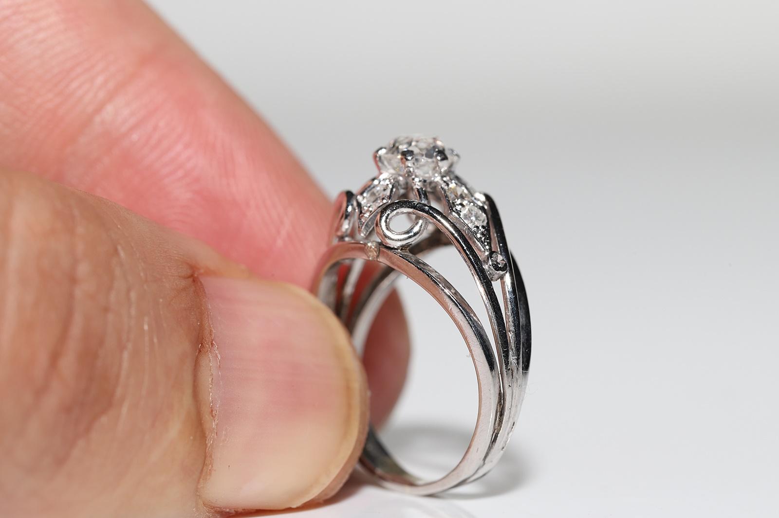 Women's Old Original Vintage Circa 1960s Platinum Natural Diamond Decorated Ring For Sale