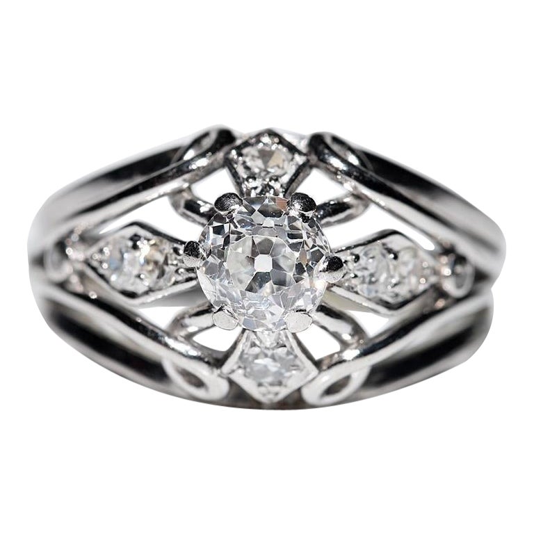 Vecchio anello originale d
epoca CIRCA 1960 in platino con diamanti naturali decorati