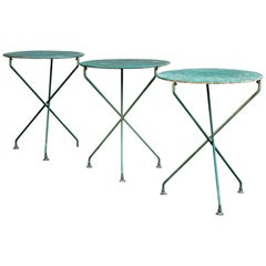 Old Painted Steel X-Base Bistro Tables