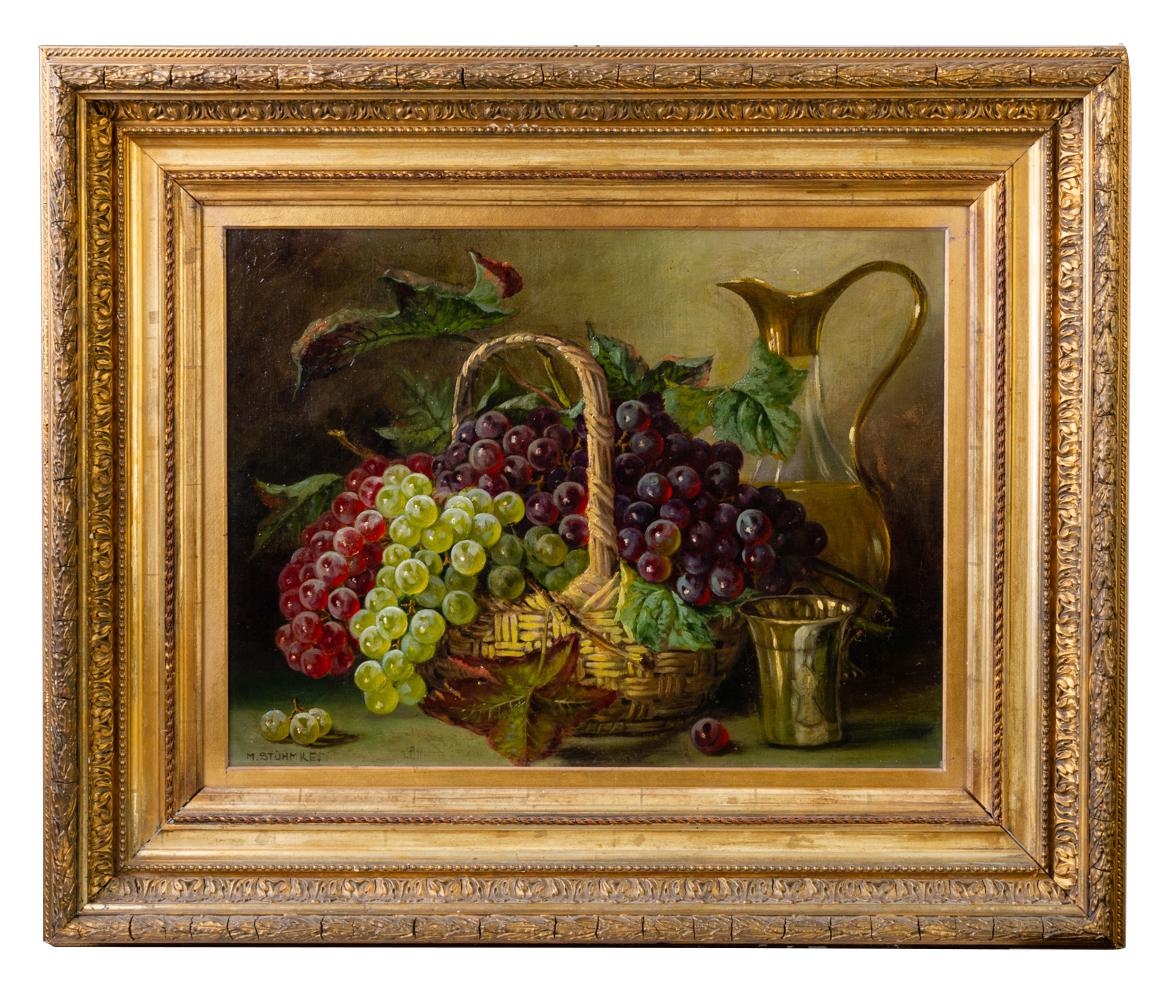 O/1699 - Ancient painting by the German School with a basket full of grapes: for Your dining room -
The grapes are so well painted that it seems to be able to take it in hand...
Signed M. Stumker (or Sthmker ?) - half '800.