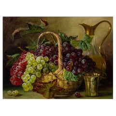 Old Painting Grapes in the Basket