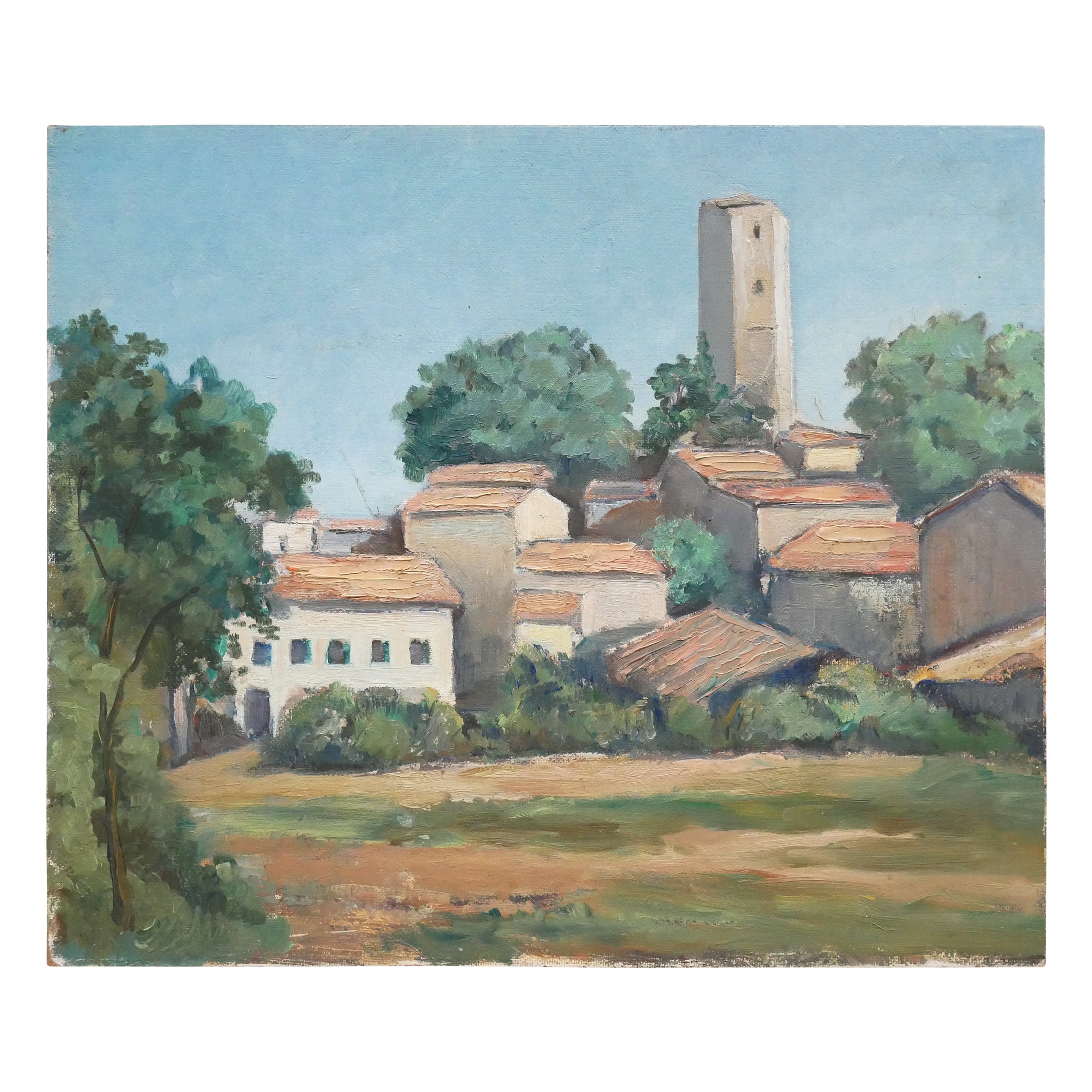 Old painting on wood signed A. Challou