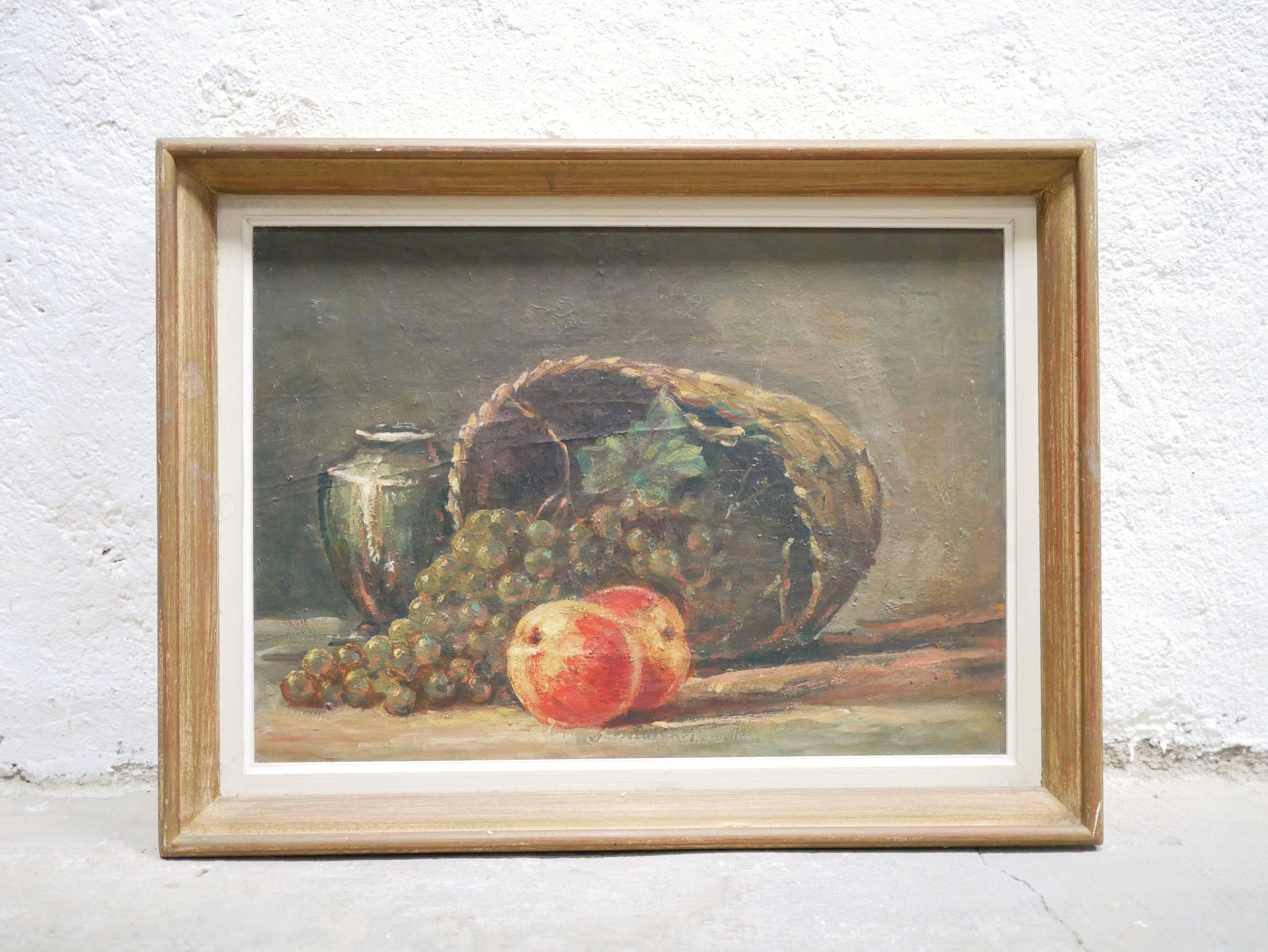 Still life from the 1950s.

Poetic and aesthetic, this painting does not lack beauty and delicacy. It will be perfect in a vintage decoration, alone or associated with other paintings.

Beautiful condition, some marks of time which give it an
