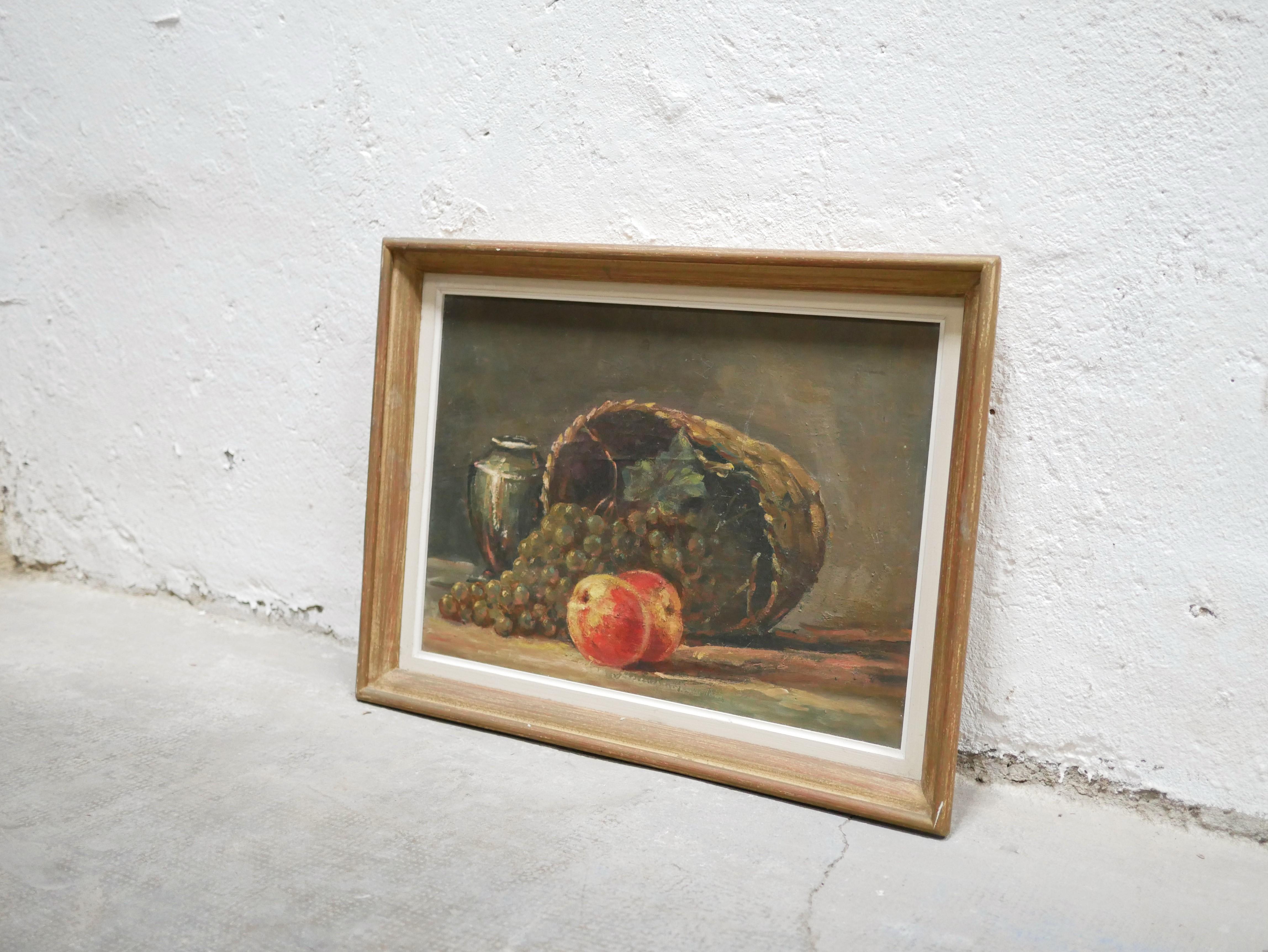 French Old Painting, Still Life, Oil on Panel