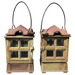 Old Pair Arts and Crafts Mission Lanterns