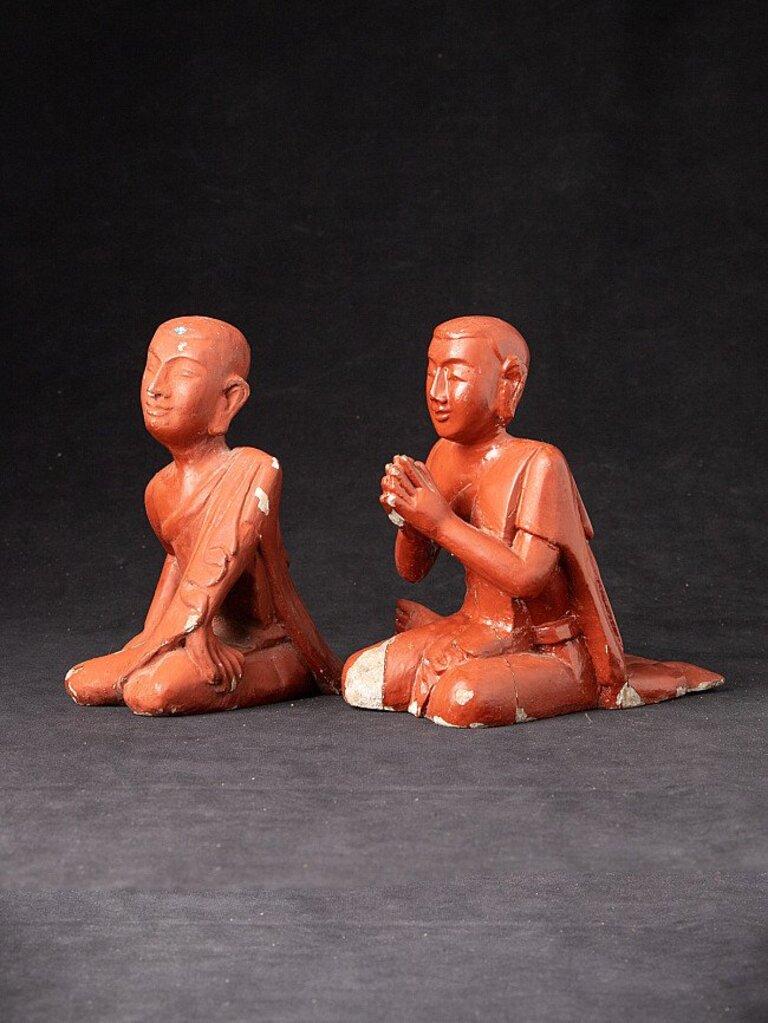 Burmese Old pair of monk statues from Burma For Sale