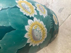 Old Palm Beach Green and Yellow Flowers Garden Seat