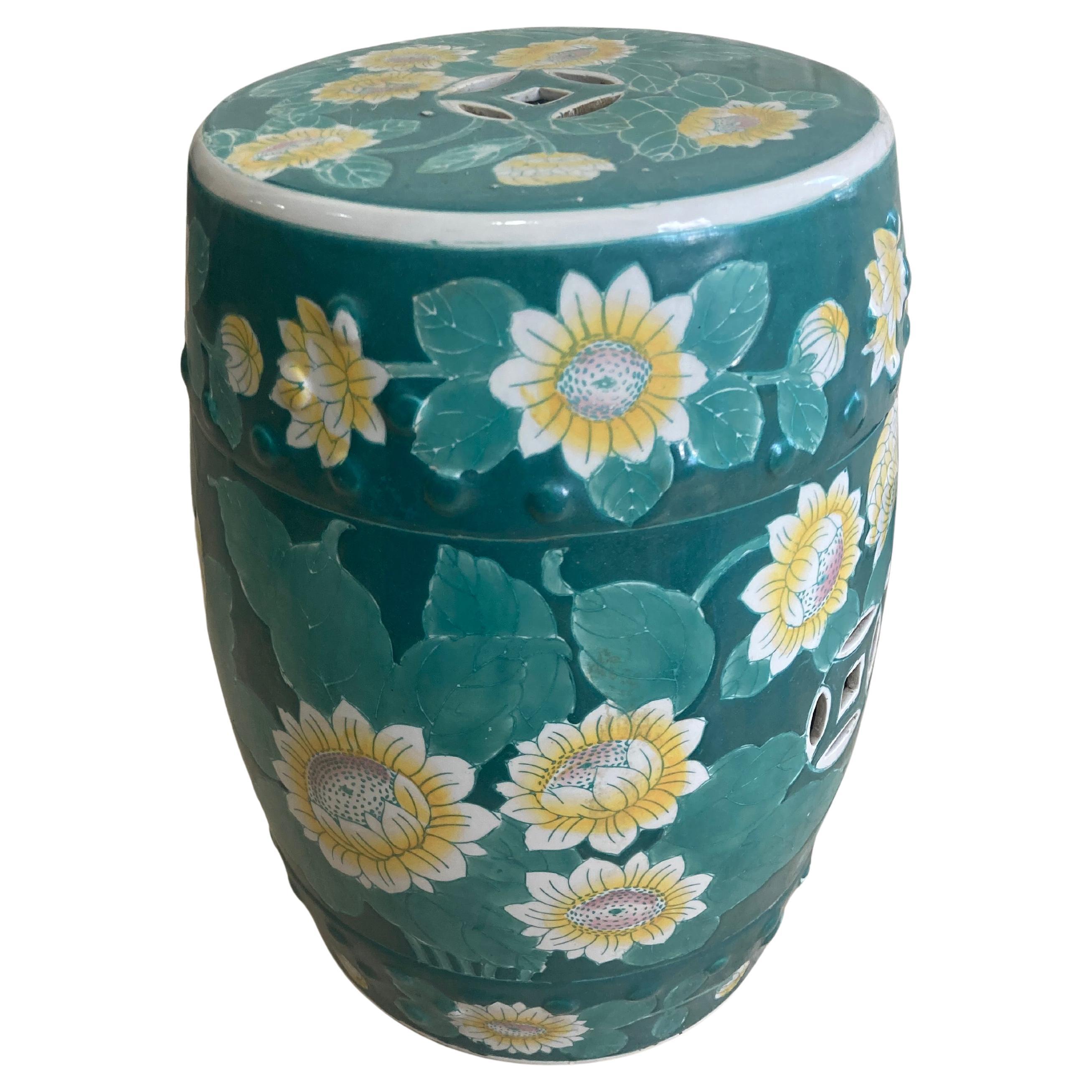 Siège de jardin à fleurs vertes et jaunes Old Palm Beach en vente