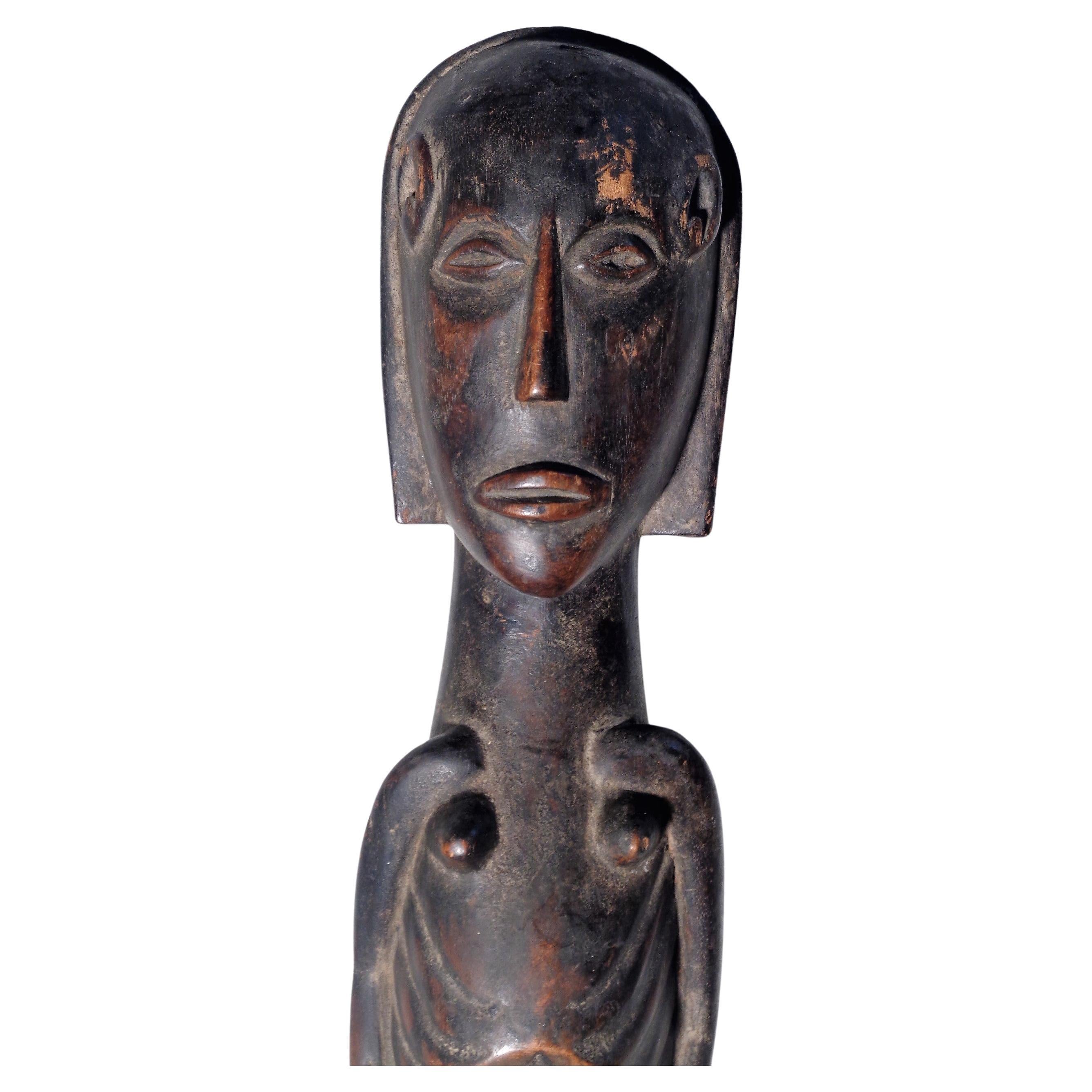 Tribal  Oceanic Islands Carved Wood Male Figure For Sale