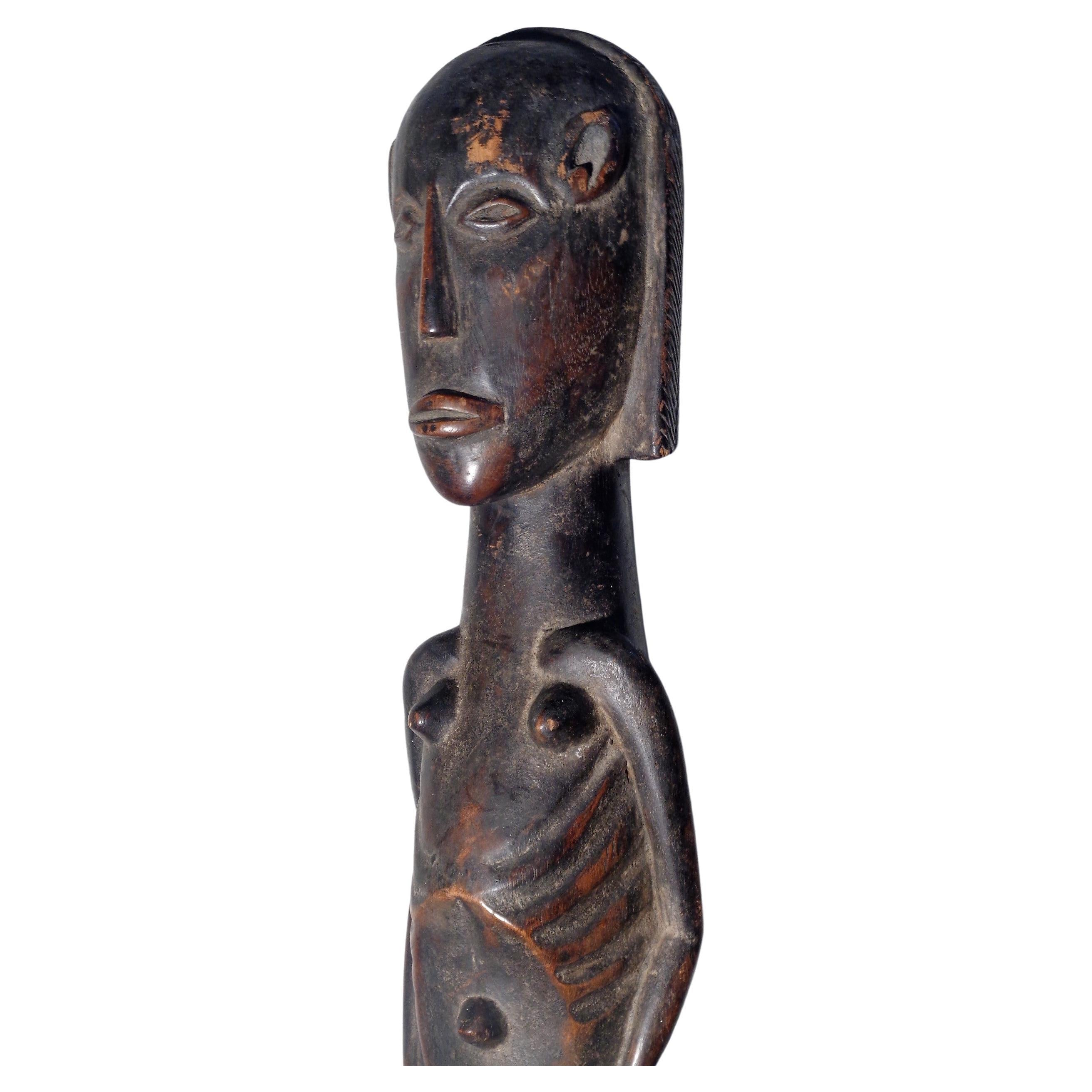Iron  Oceanic Islands Carved Wood Male Figure For Sale