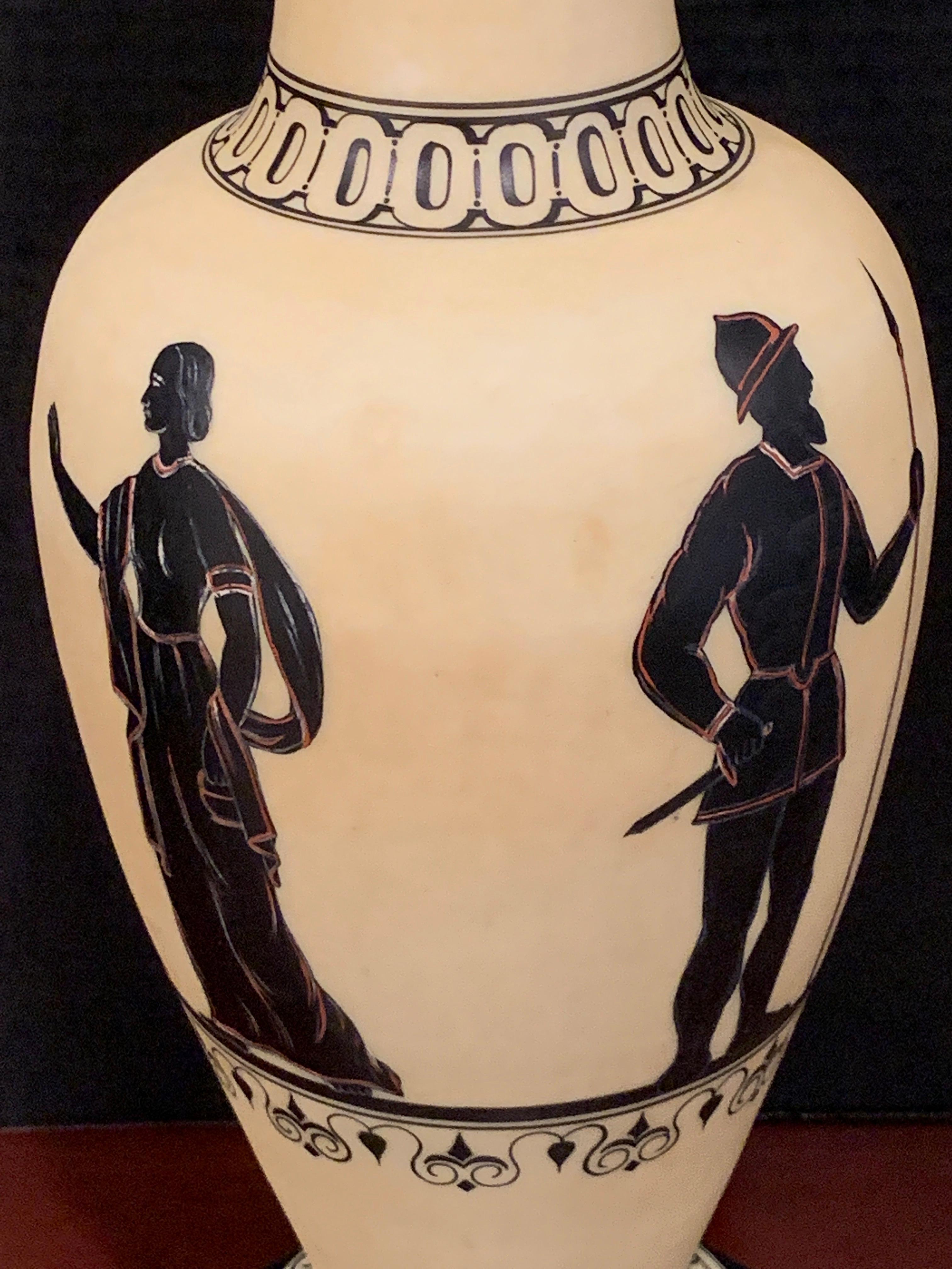 Vieux Paris, vase haut style grec à la manière d'Exekias, converti en lampe en vente 2