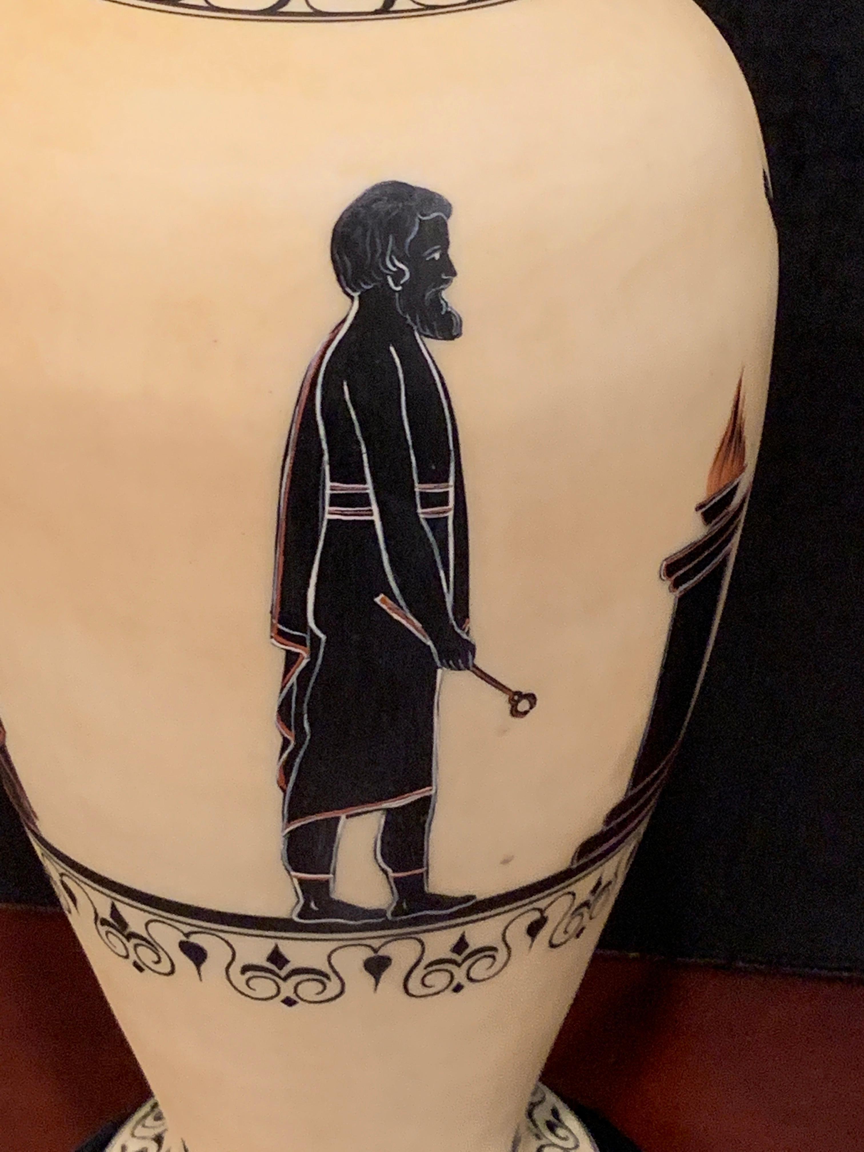 Vieux Paris, vase haut style grec à la manière d'Exekias, converti en lampe Bon état - En vente à West Palm Beach, FL