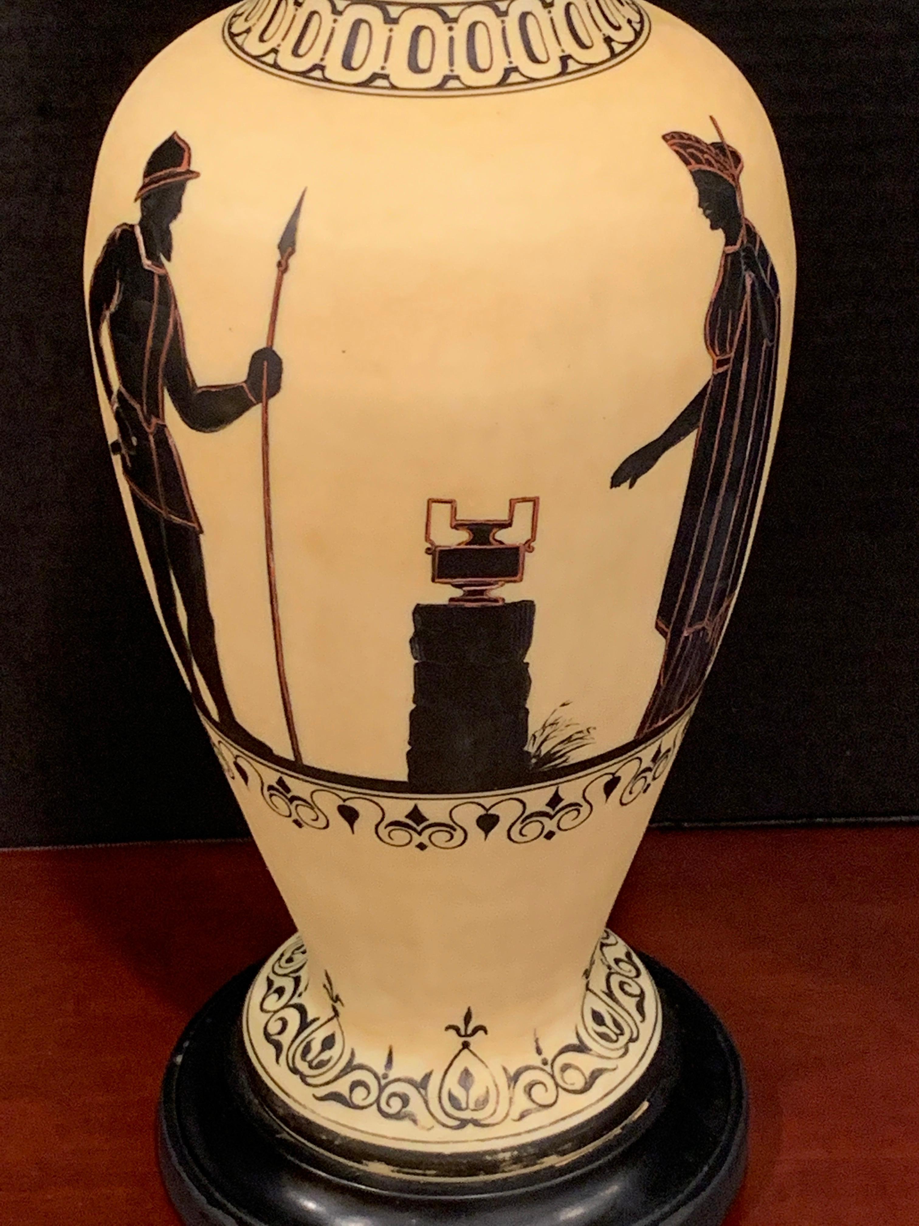 XIXe siècle Vieux Paris, vase haut style grec à la manière d'Exekias, converti en lampe en vente