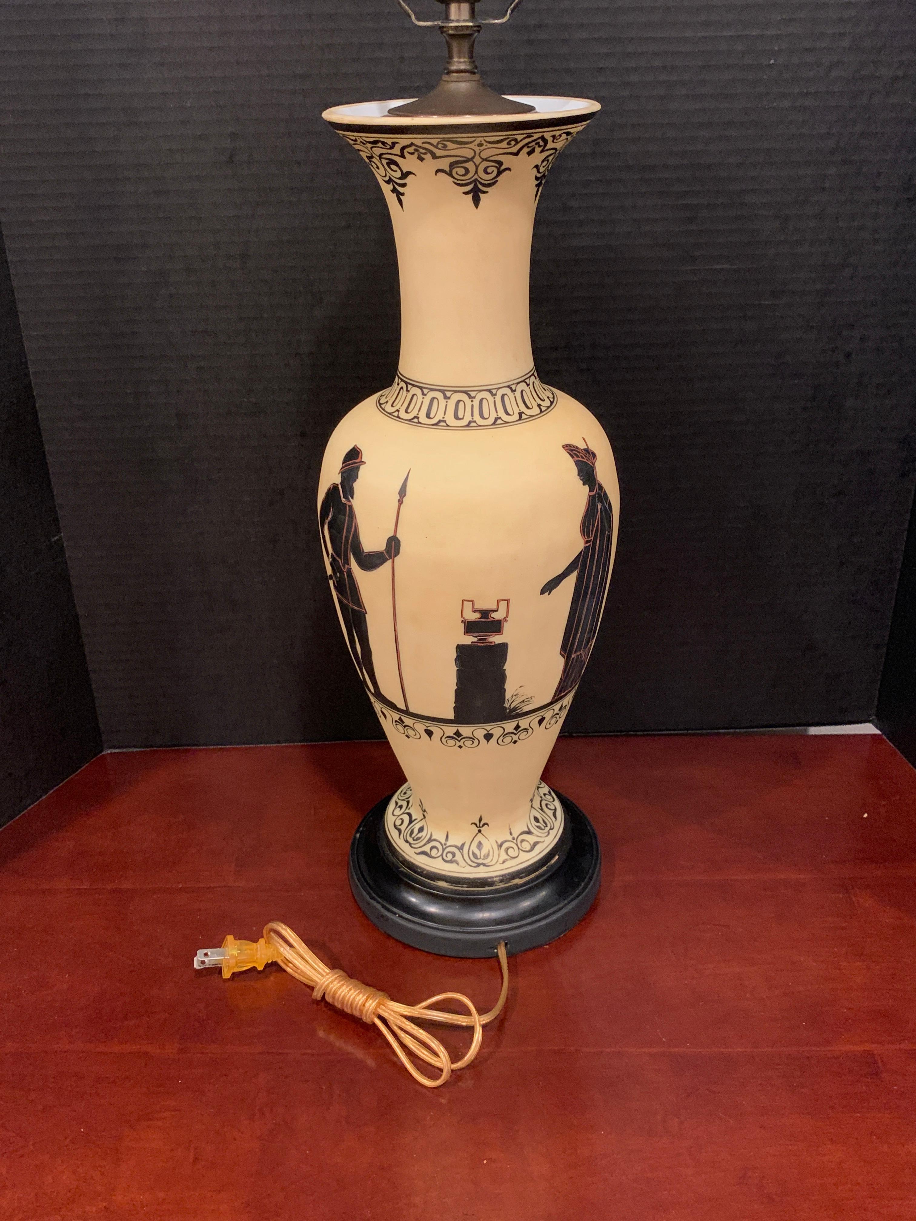 Porcelain Old Paris, Grand Tour Greek Exekias Style Vase Now as a Lamp For Sale