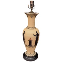 Vieux Paris, vase haut style grec à la manière d'Exekias, converti en lampe