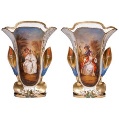 Old Paris Hand-Painted Antique Vases
