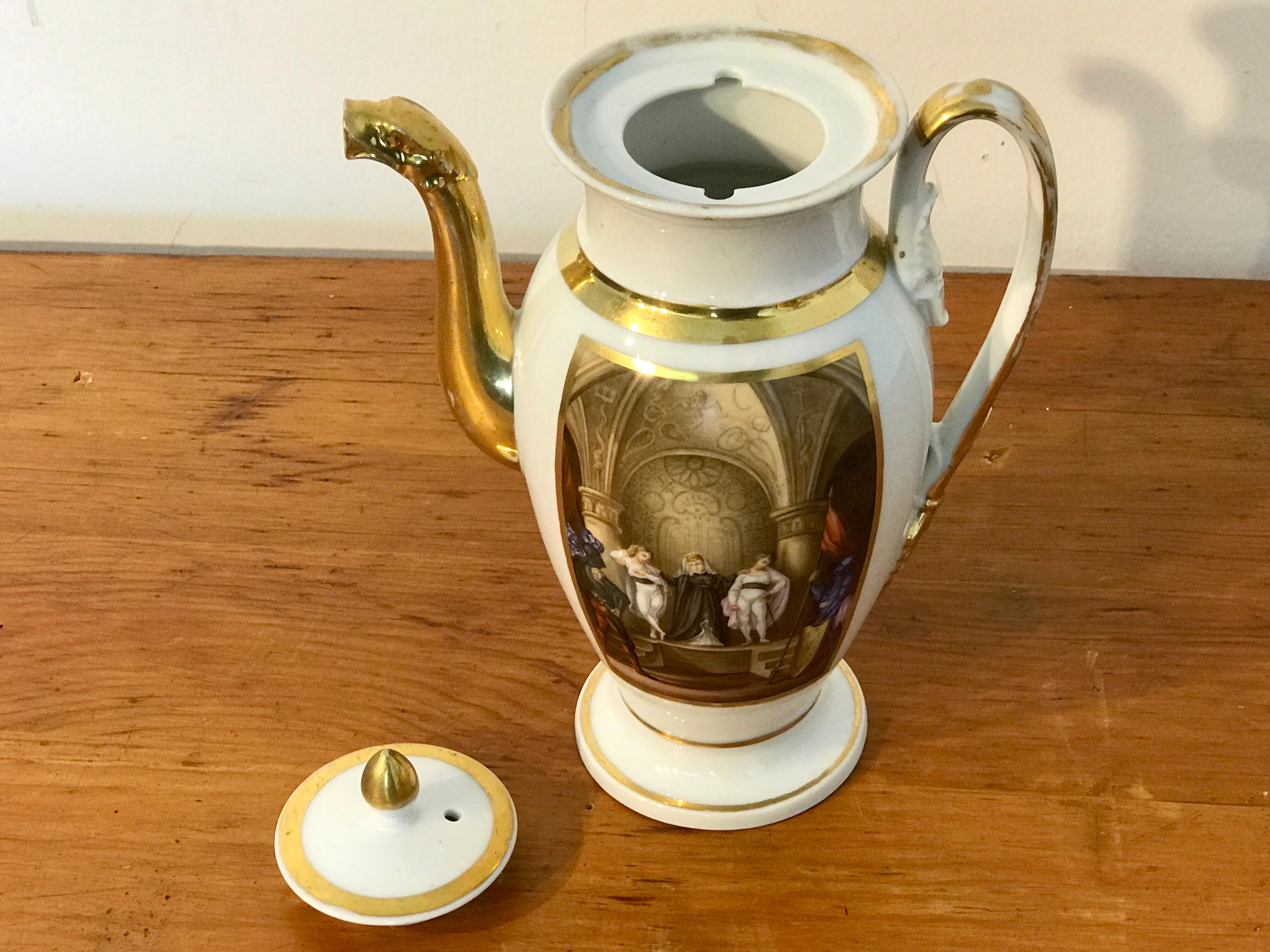 Old Paris Operatic/Theatrical Motif Coffee Pot, 1840 10