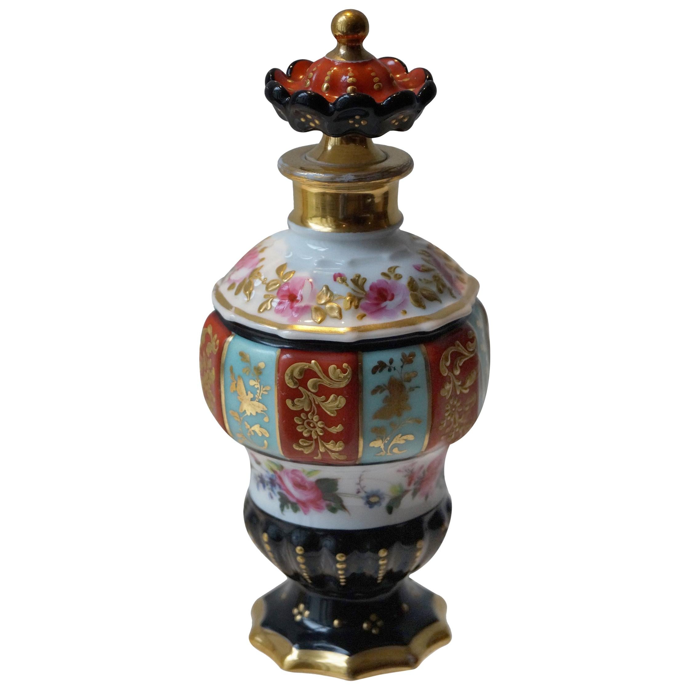 Old Paris Perfume Bottle Decorated with Hand Painted Chinoiserie Decorations For Sale