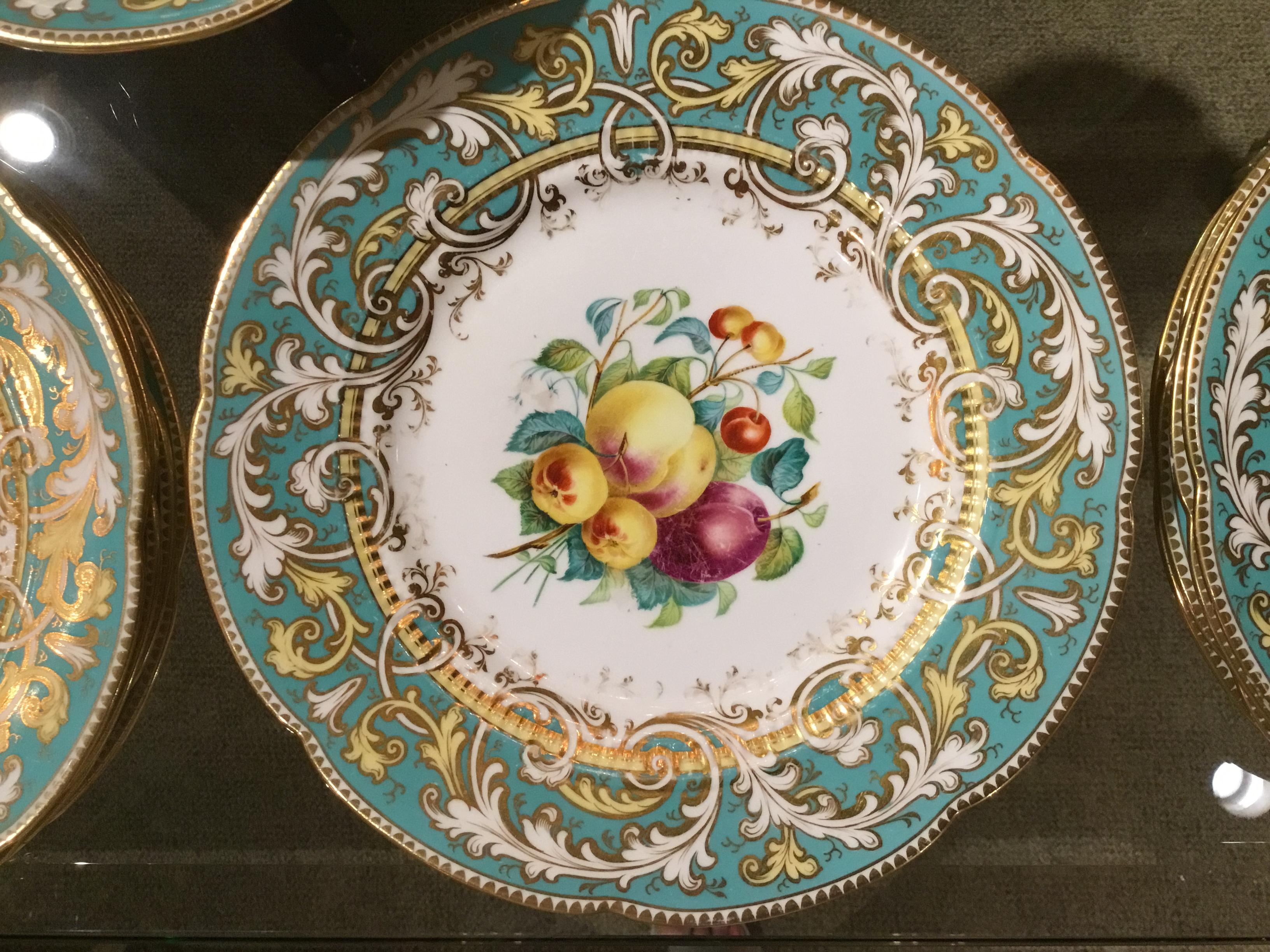 Old Paris Porcelain 24-Piece Dessert Set with Fruit, Floral, and Foliate Design 5