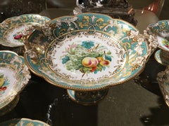Old Paris Porcelain 24-Piece Dessert Set with Fruit, Floral, and Foliate Design