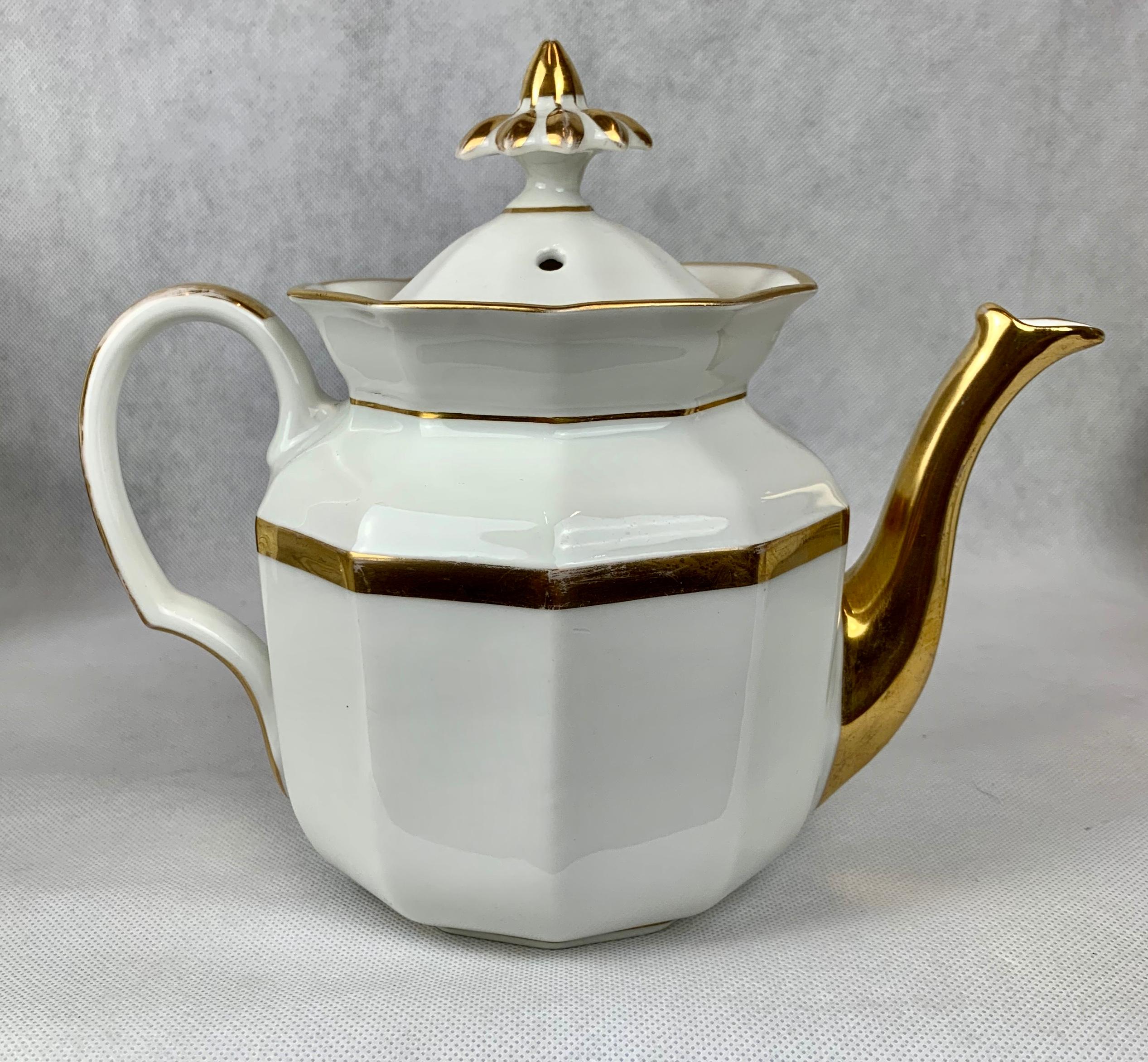 Napoleon III Old Paris Porcelain Tea Service for 8- 32 Pce. Porcelain with Gold Trim