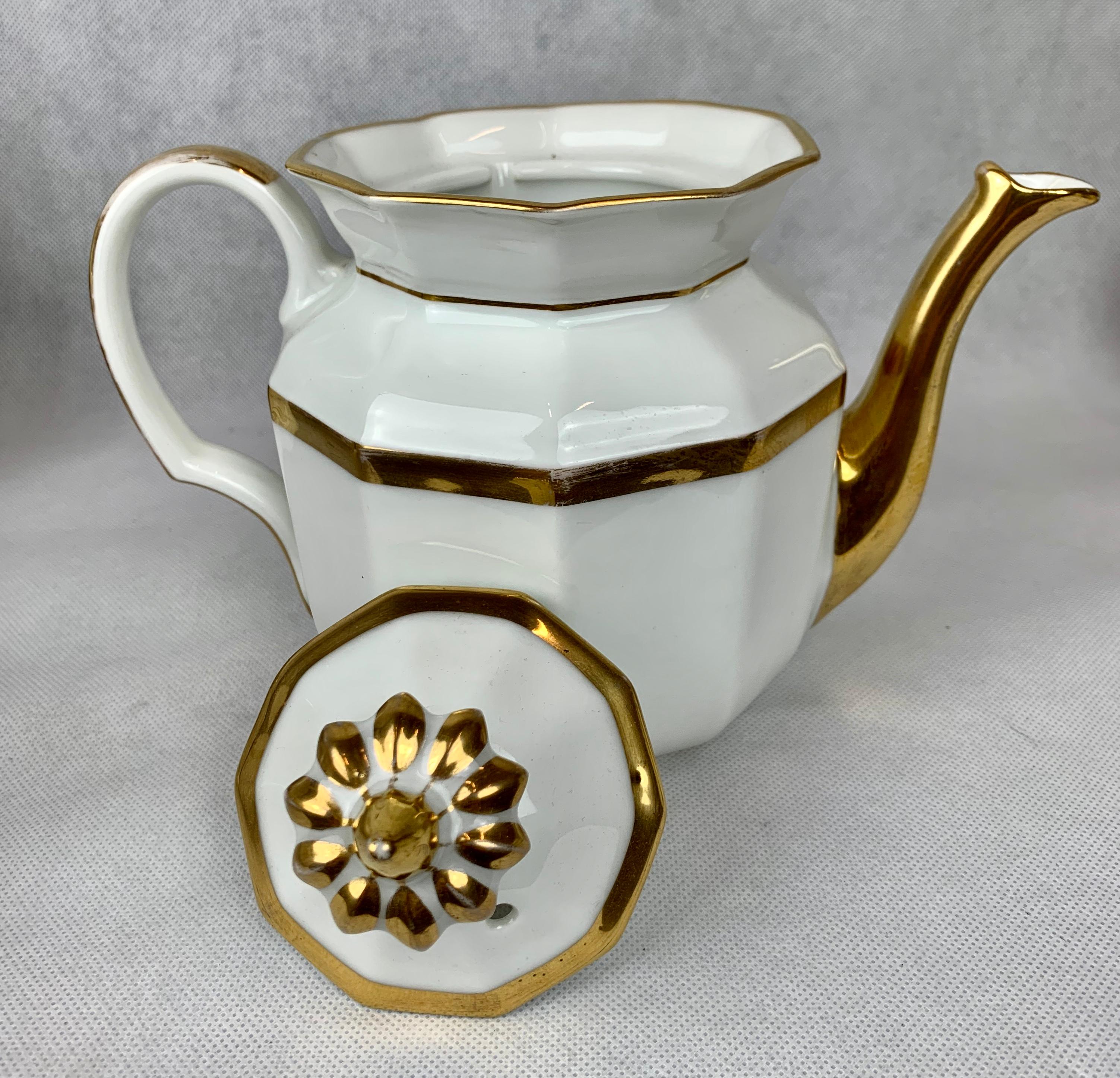 French Old Paris Porcelain Tea Service for 8- 32 Pce. Porcelain with Gold Trim