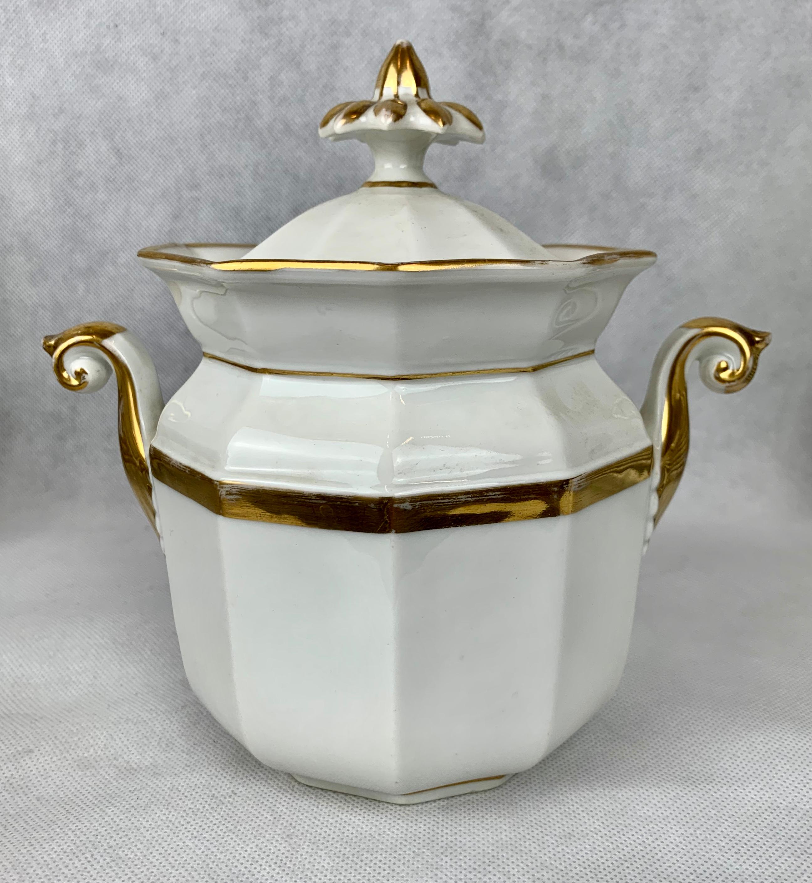 Hand-Crafted Old Paris Porcelain Tea Service for 8- 32 Pce. Porcelain with Gold Trim