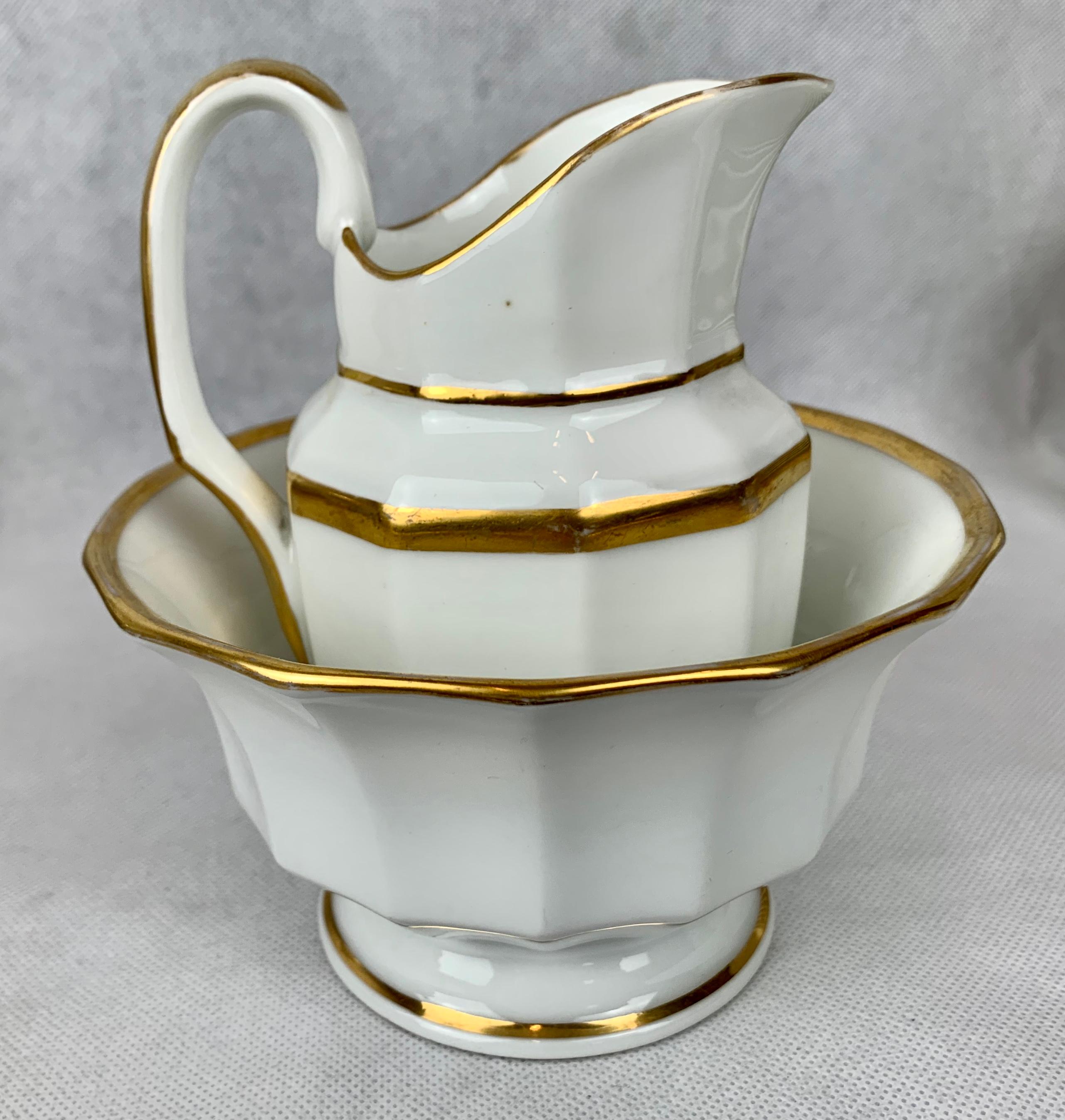 Mid-19th Century Old Paris Porcelain Tea Service for 8- 32 Pce. Porcelain with Gold Trim