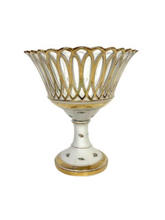 Old Paris Porcelain Parcel Gilt Reticulated Basket
