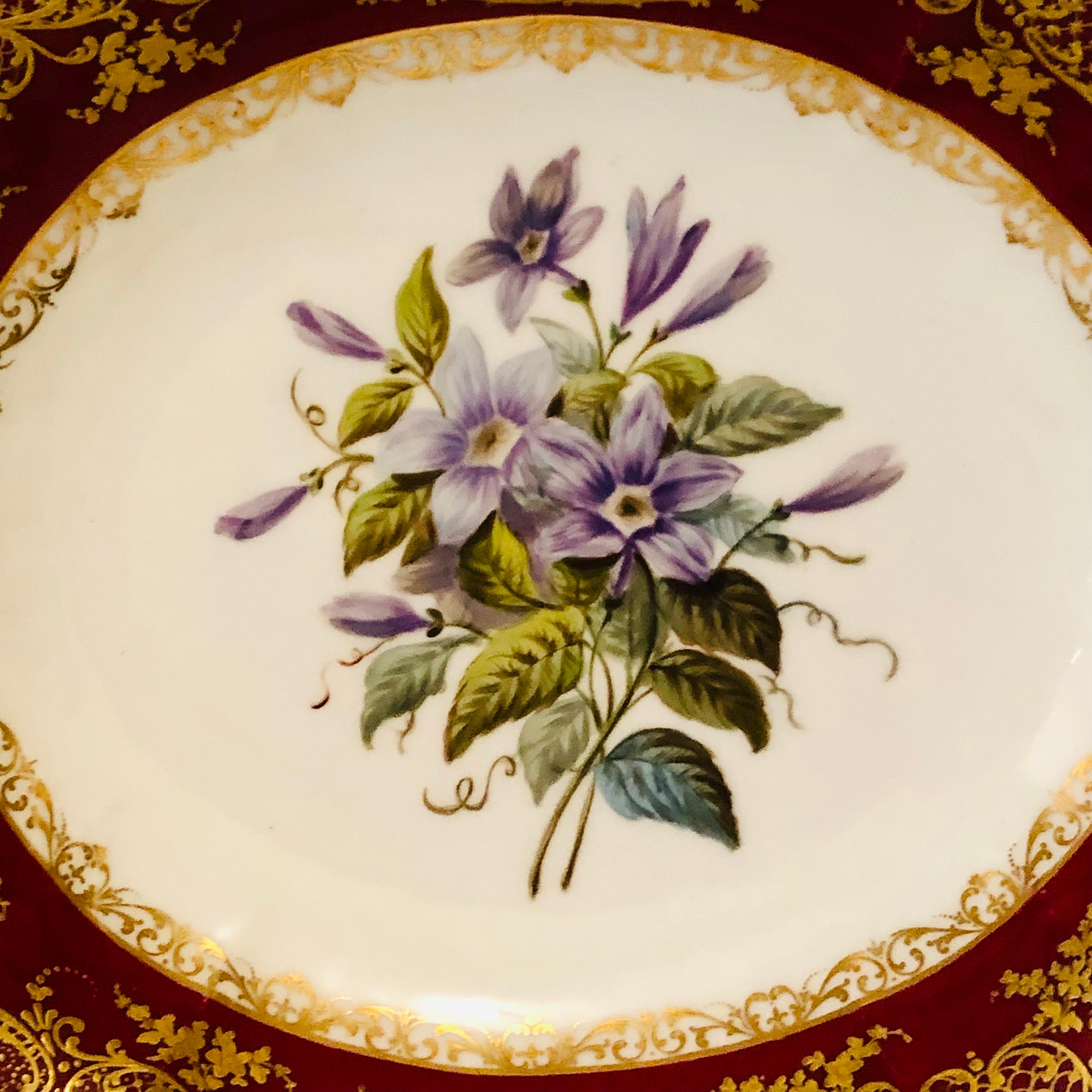 Old Paris Porcelain Bowl Masterfully Hand Painted With Clematis Signed Boyer 3