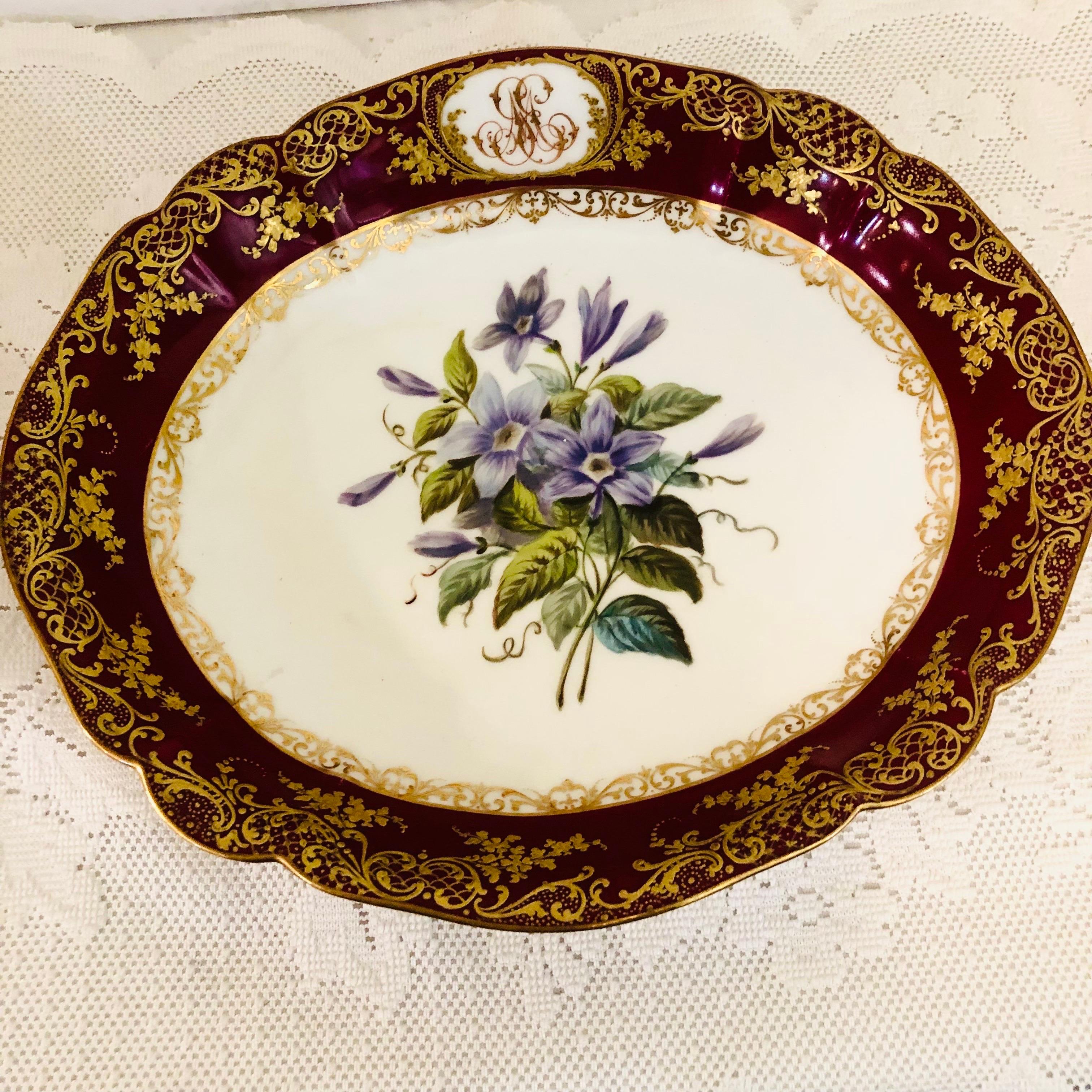 French Old Paris Porcelain Bowl Masterfully Hand Painted With Clematis Signed Boyer