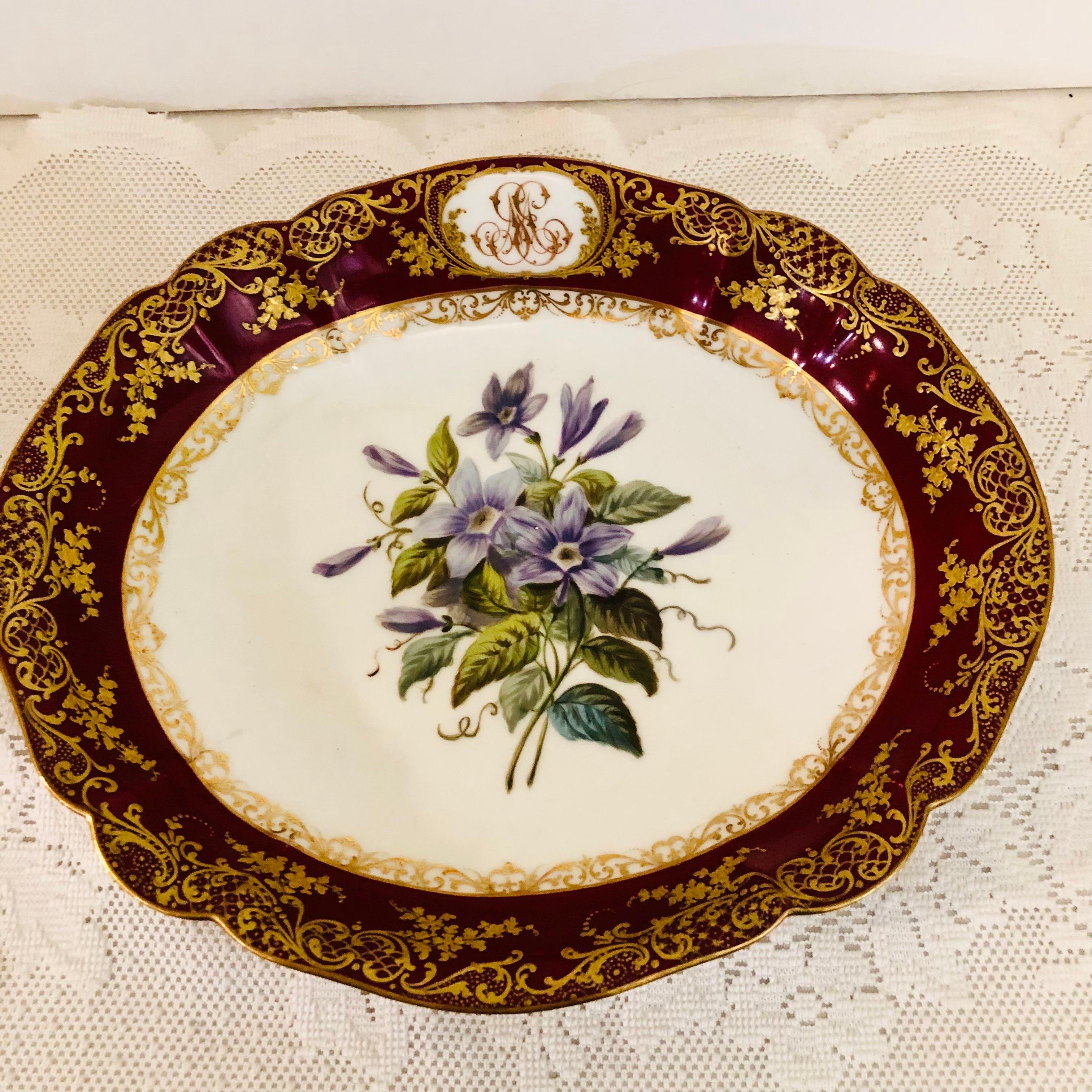 Gilt Old Paris Porcelain Bowl Masterfully Hand Painted With Clematis Signed Boyer