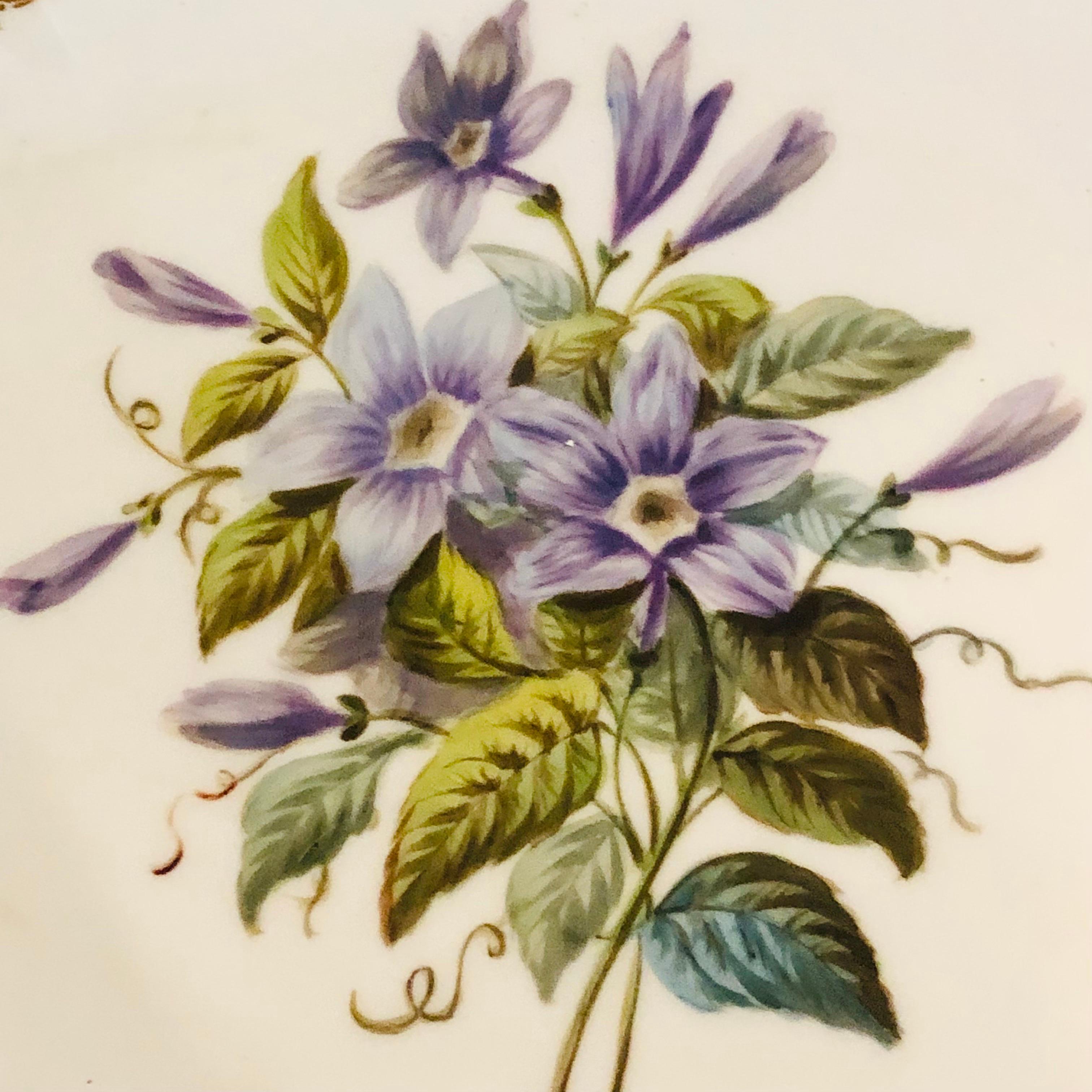 Old Paris Porcelain Bowl Masterfully Hand Painted With Clematis Signed Boyer In Good Condition In Boston, MA