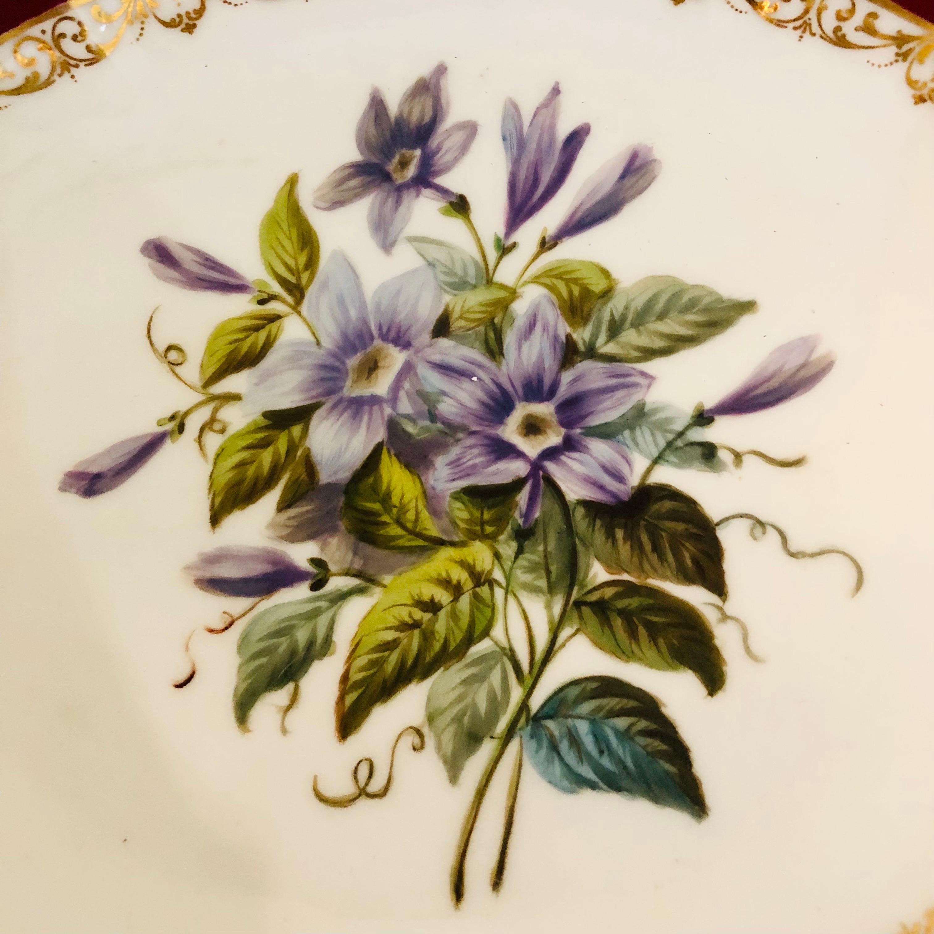 Old Paris Porcelain Bowl Masterfully Hand Painted With Clematis Signed Boyer 1