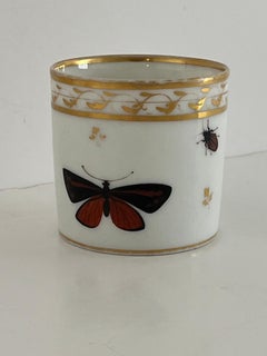 Old Paris Porcelain Coffee Can Butterflies & Insects polychrome, French Ca 1795
