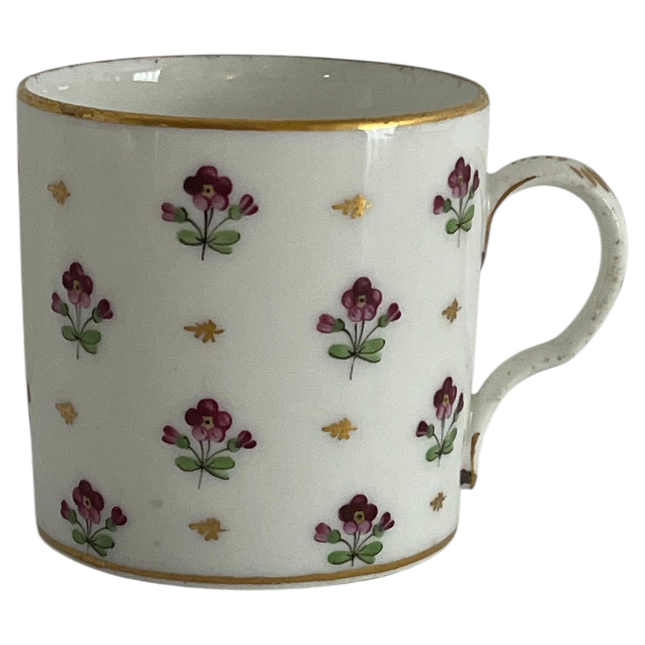 Old Paris Porcelain Coffee Can Floral Sprigs polychrome, French Ca 1795