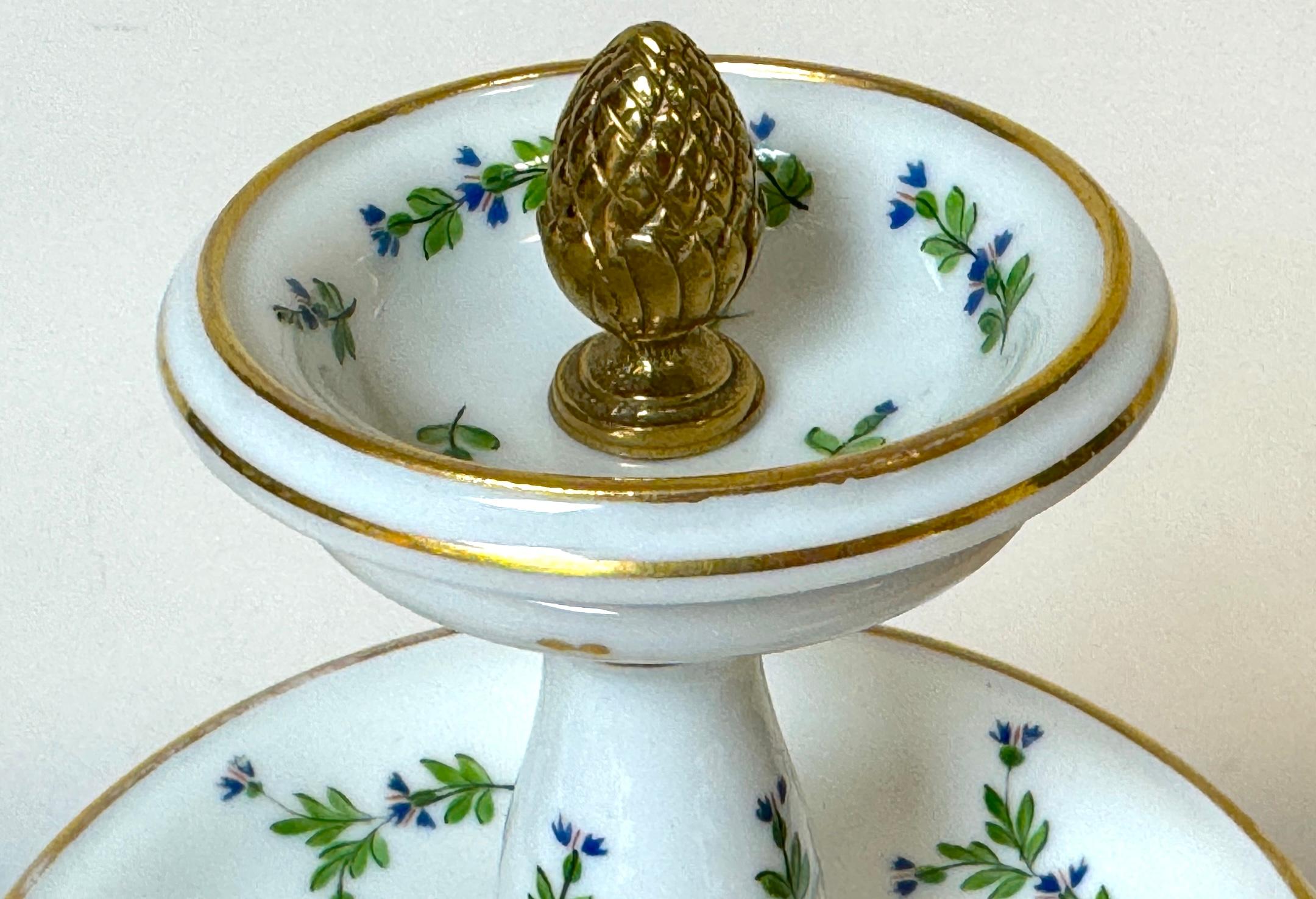 Old Paris Porcelana y Bronce Dorado  Compote/Tazza 