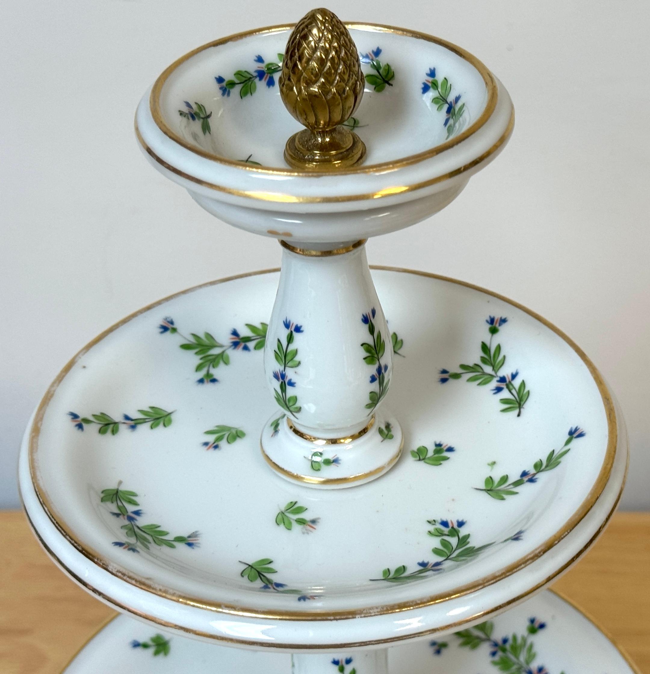 Old Paris Porcelana y Bronce Dorado  Compote/Tazza 