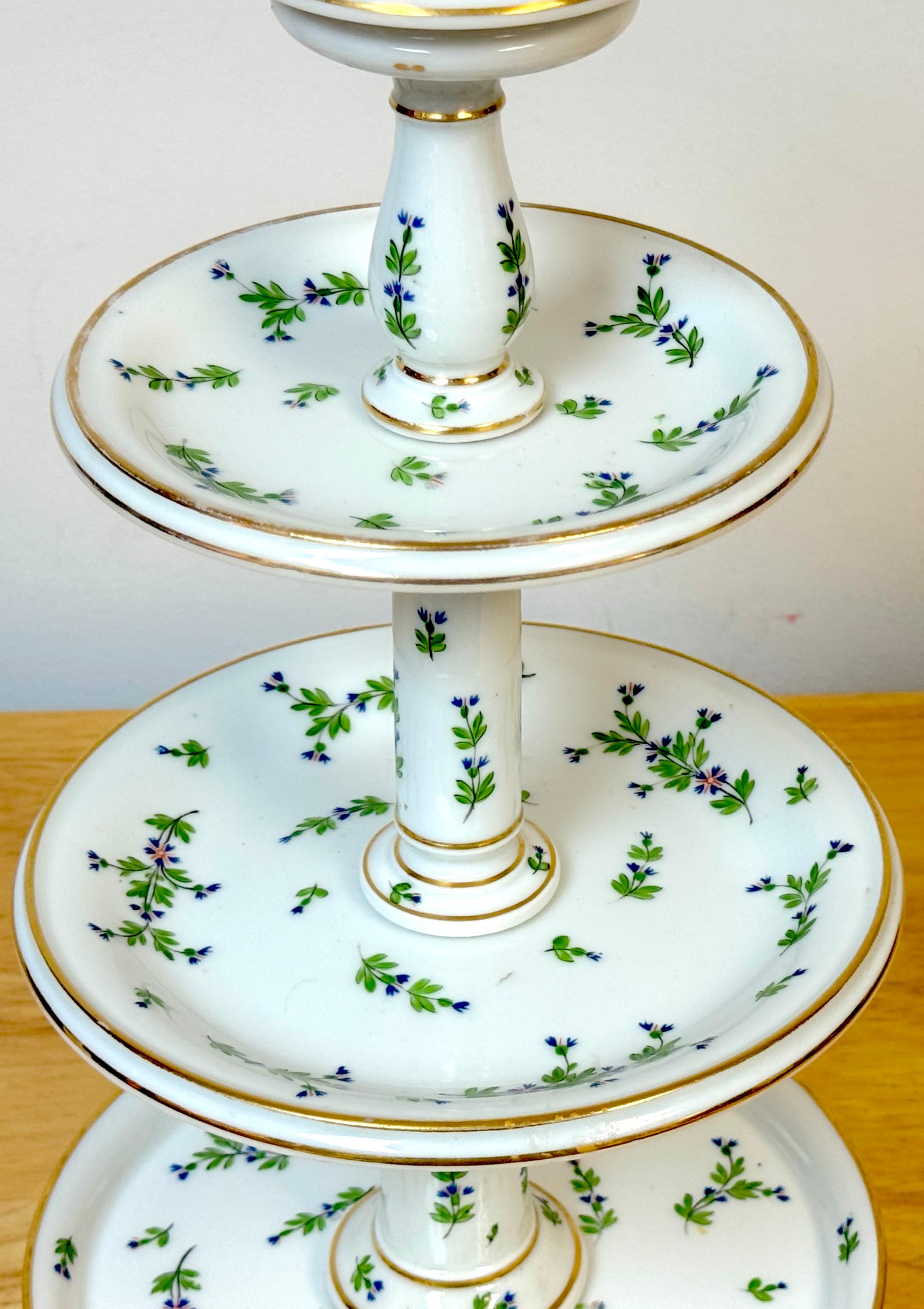 Old Paris Porcelana y Bronce Dorado  Compote/Tazza 