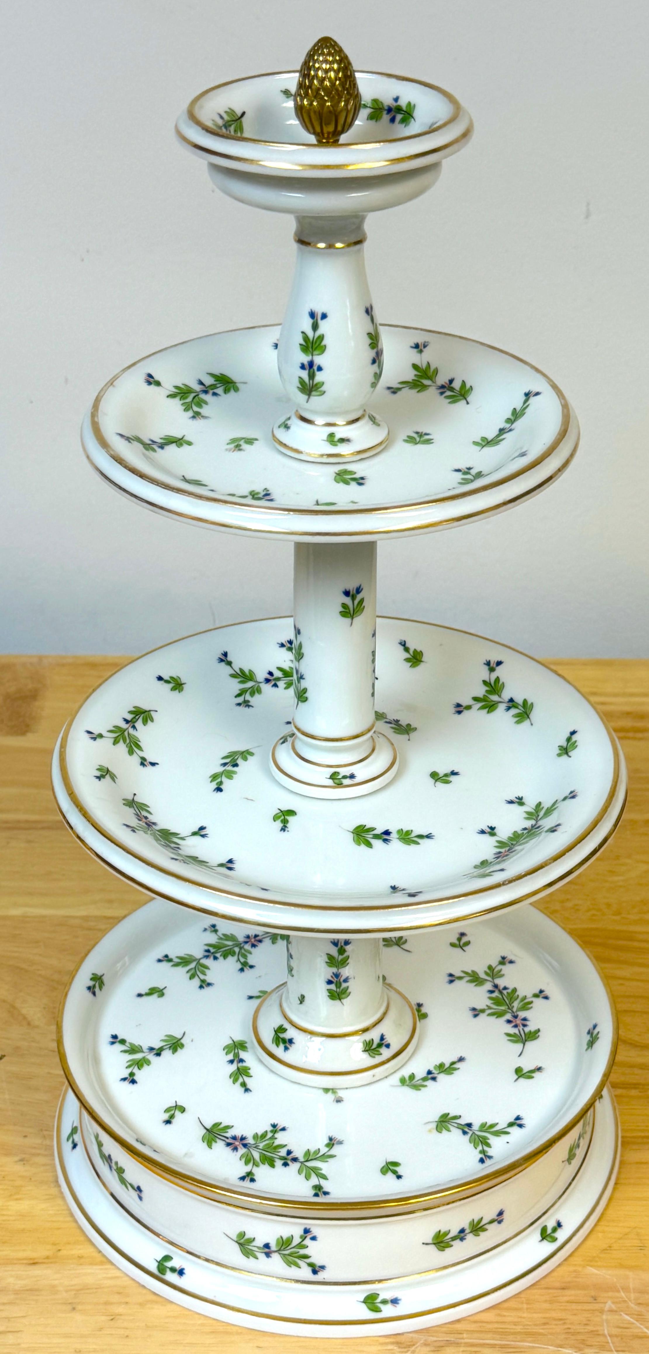 Old Paris Porcelana y Bronce Dorado  Compote/Tazza 